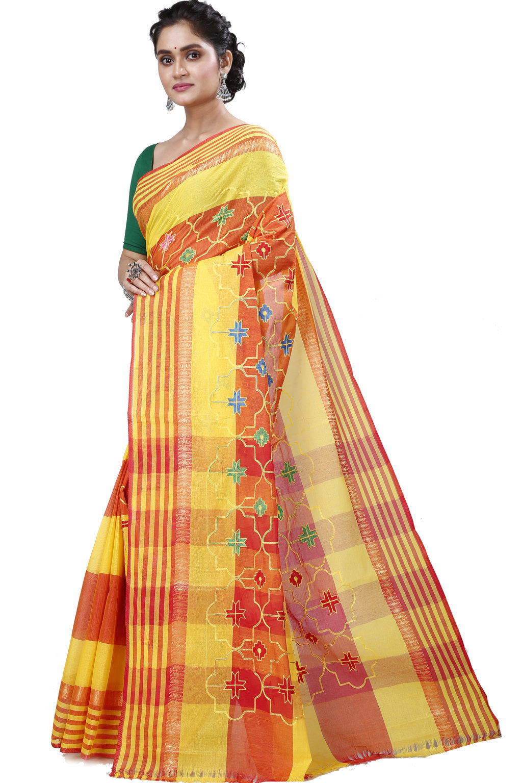 Yellow Pure Cotton Ruby Tant Embroidery (990)